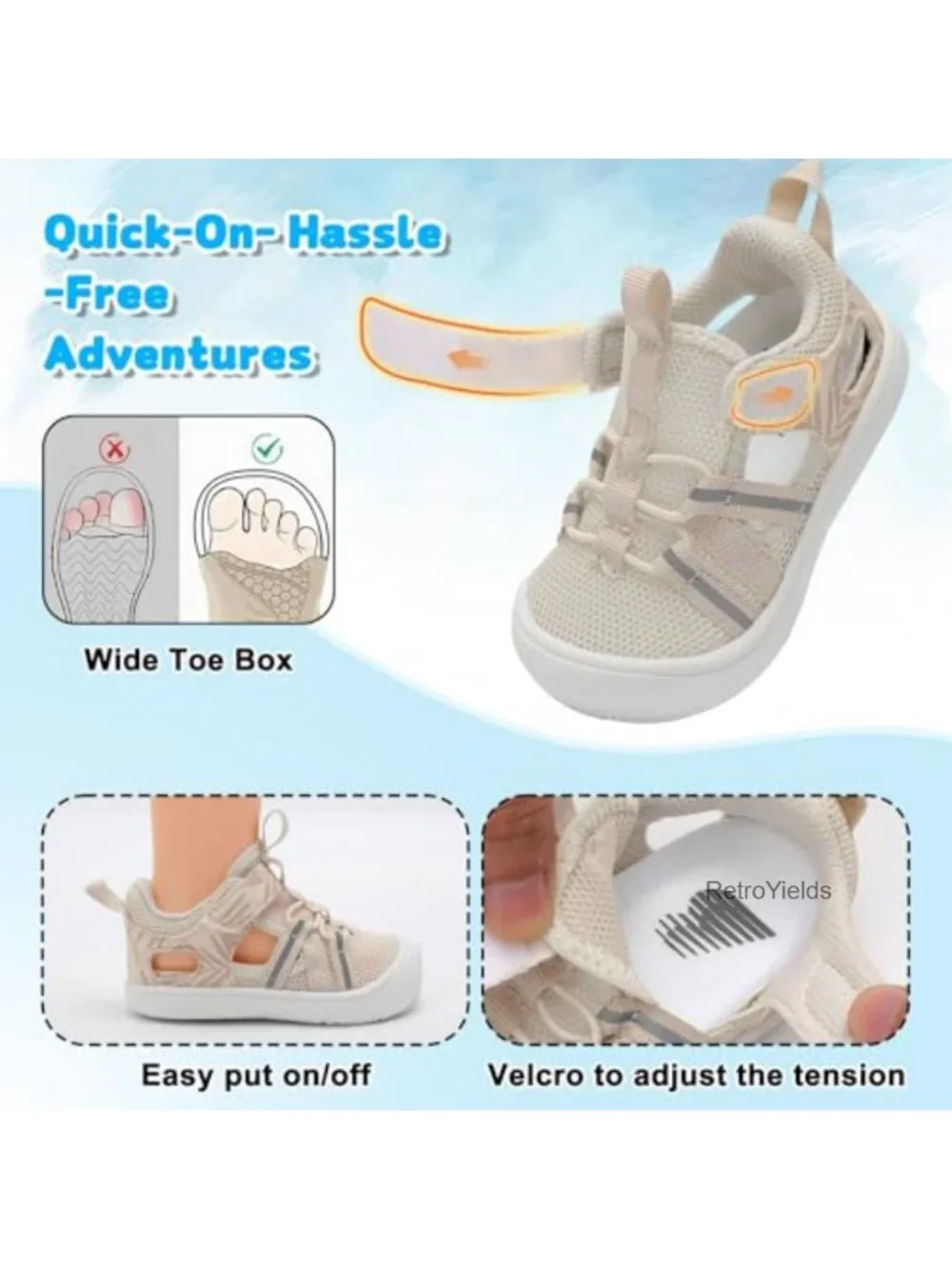 Baby Water Shoes Quick Dry Mesh Non-Slip Toddler Barefoot Walking Sneakers